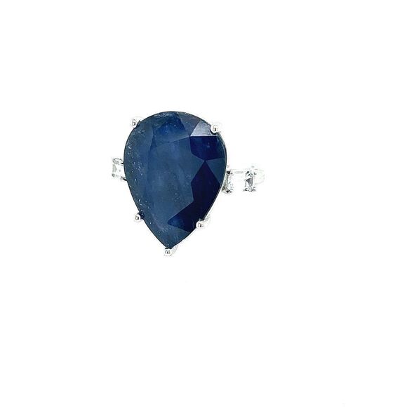 Sapphire Diamond Ring Size 6.5 14k W Gold 17.73 TCW Certified $3,590 217843 - Picture 9 of 14
